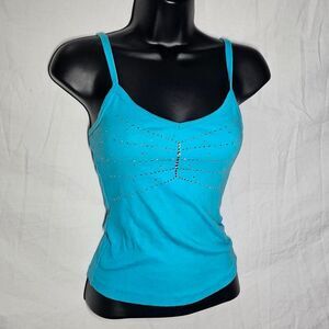 Vintage y2k Blue rhinestone whimsical baby tee tank top